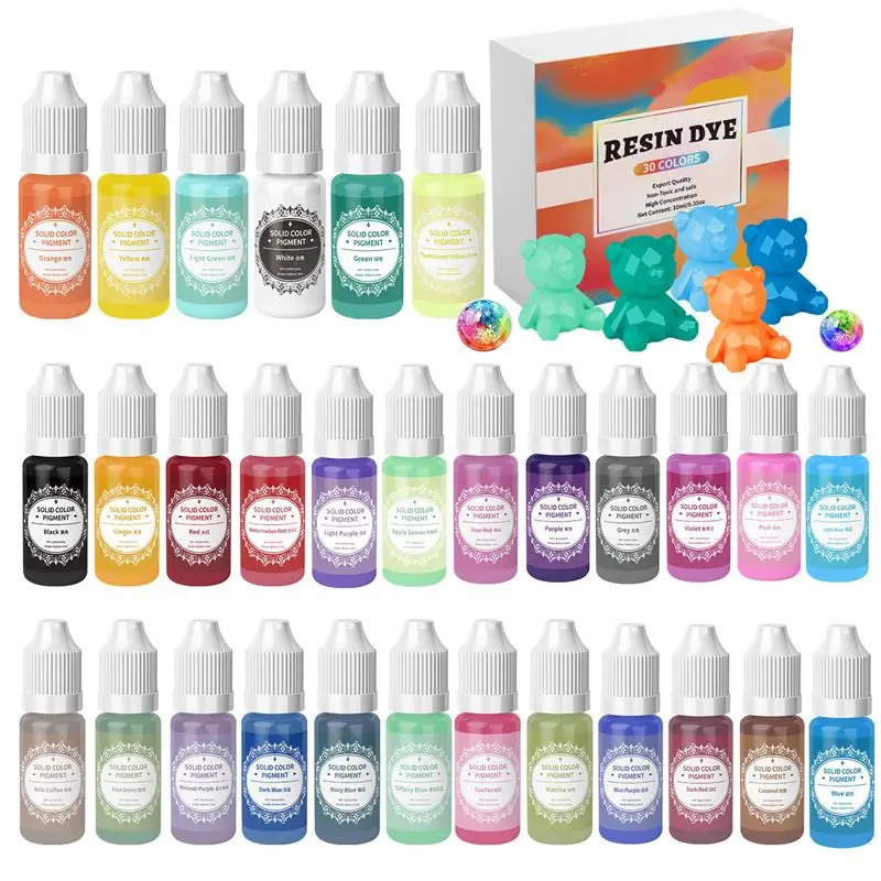 30 Colors Epoxy Resin Pigment Liquid Colorant UV Resin Dye Transparent Colorant For Resin Coloring DIY Resin Art Jewelry Making