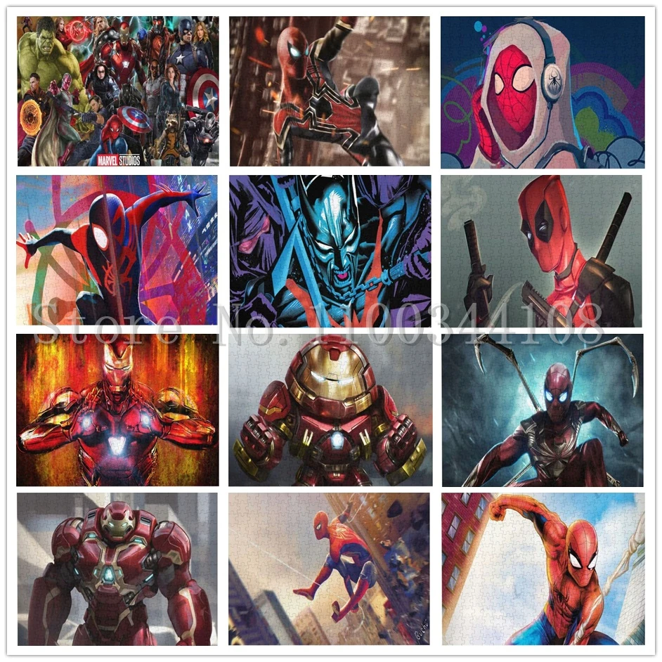 

Marvel Avengers Iron Man Wooden Puzzles 1000 Pieces Disney Movies Creative Jigsaw for Adults Decompressing Toys Home Decoration