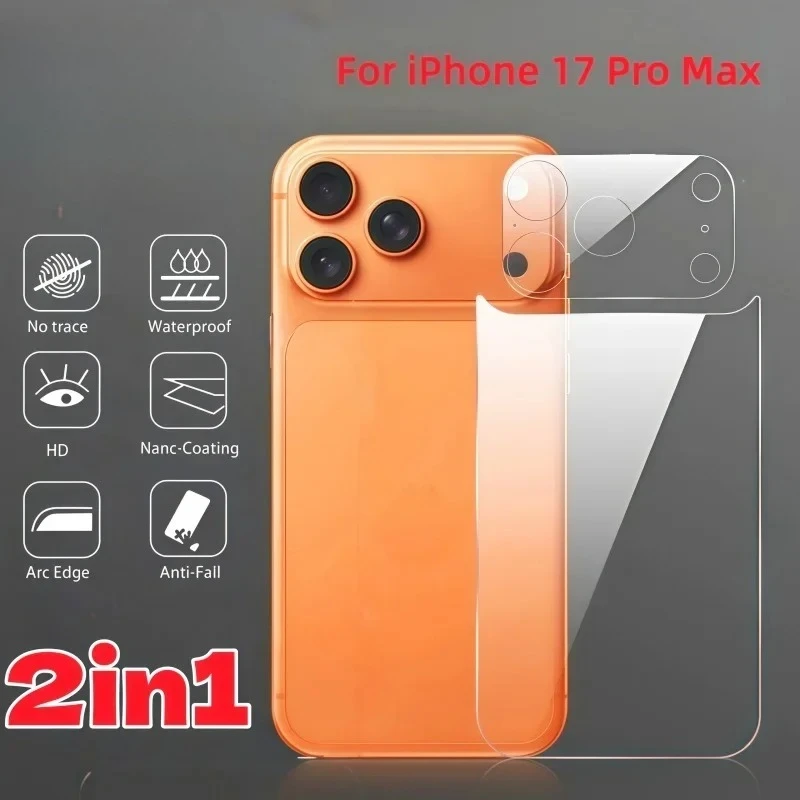 2-in-1 Rückseiten- und Kameralinsen-Hydrogel-Folie für iPhone 17 Serie 17 Pro Max 17 Pro HD Klarer Kratzfester Anti-Fingerabdruck-Schutz-Aufkleber