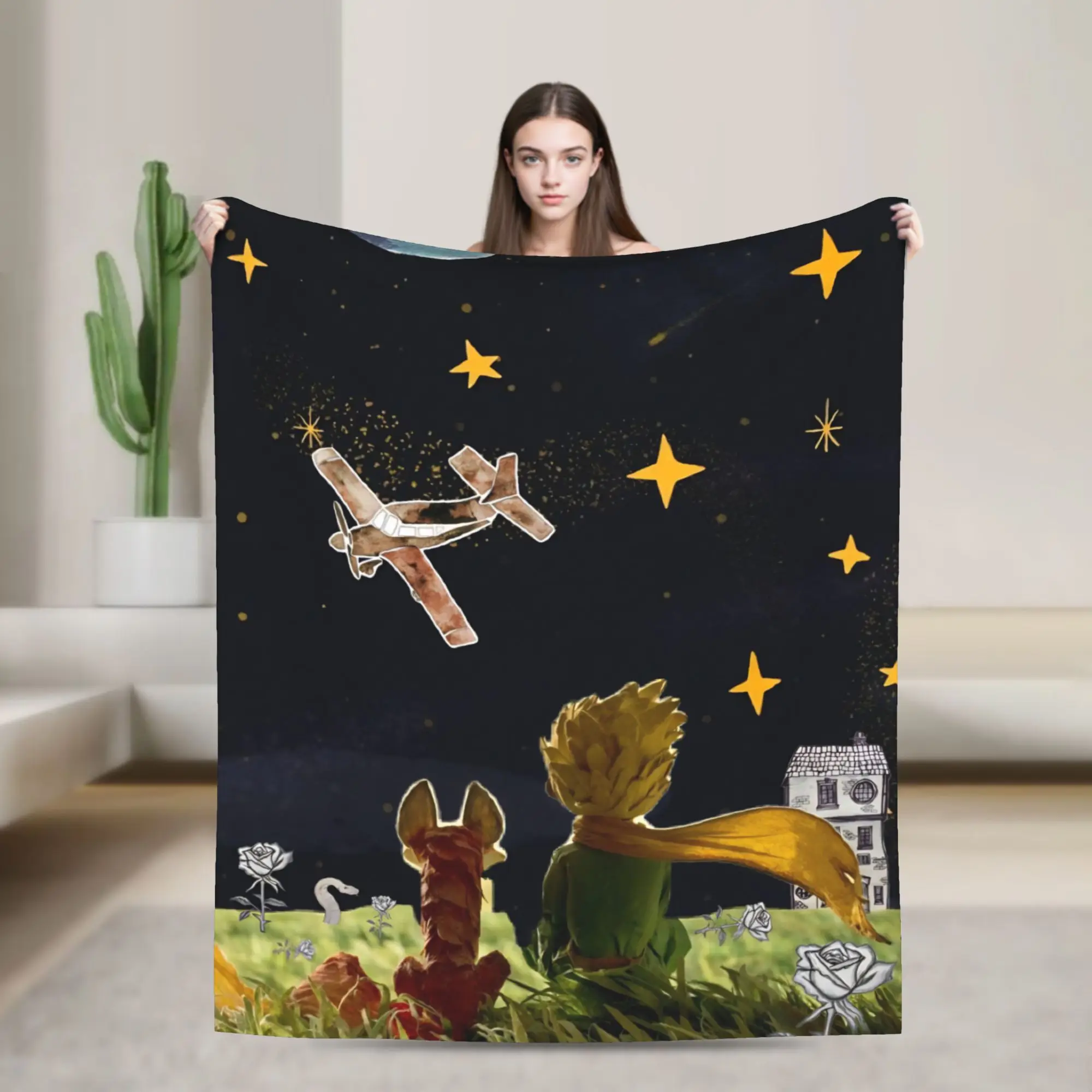 

The Little Prince Blankets Flannel Vintage Breathable Throw Blankets for Home Restaurant Spring/Autumn,