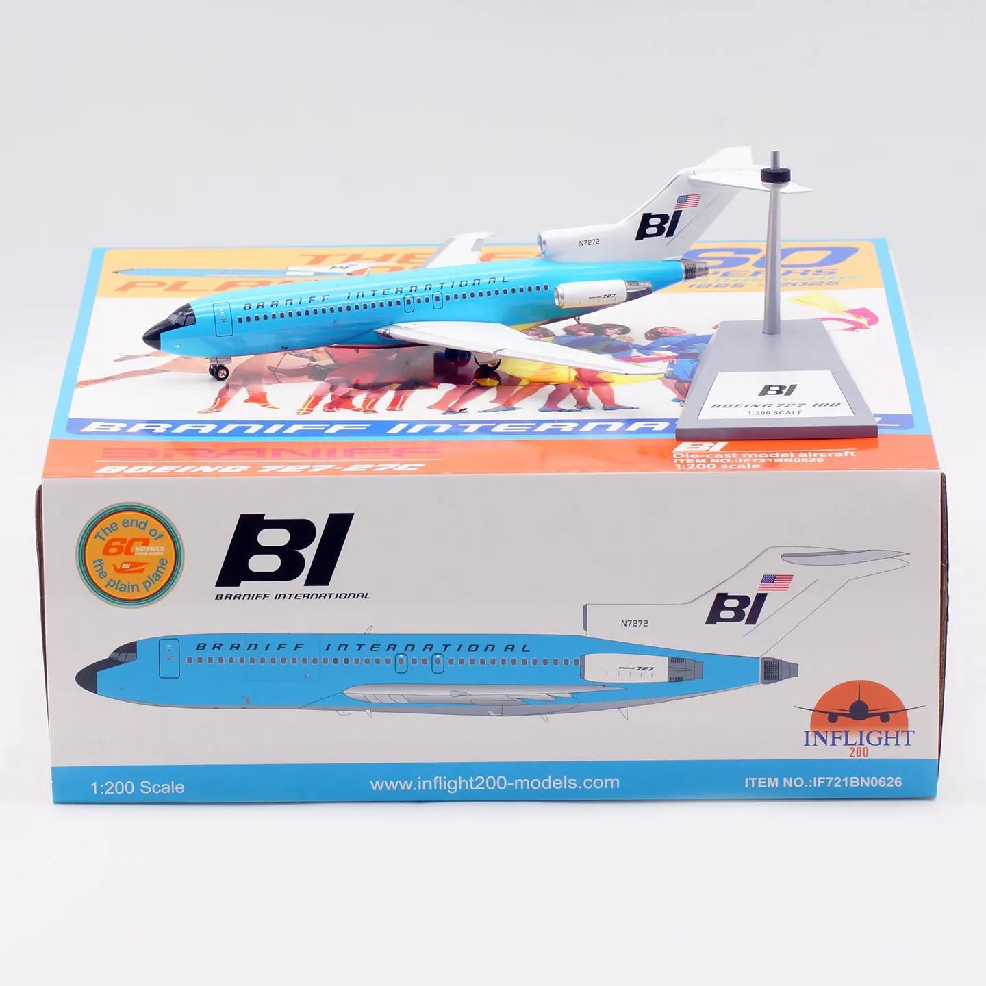 

IF721CO1219 Alloy Collectible Plane Gift INFLIGHT 1:200 CONTINENTAL Airlines Boeing B727-100 Diecast Aircraft Jet Model N40490