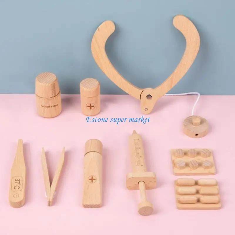 Herramientas médicas madera 090B, juguete para juego imitación para niños, médicos, juguete para niñas Cos-play