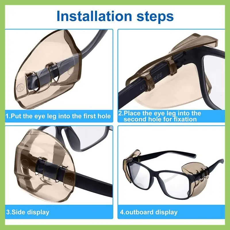 

6 Pairs Safety Eyeglasses Side Shields Clear/Brown Flexible Slip Fits Small To Medium Eyeglasses Universal