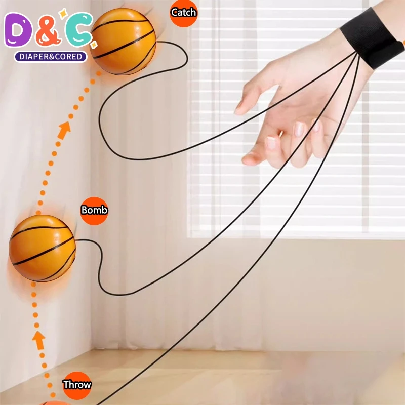 1Pcs Return Hand Ball Wrist Balls Sponge Rubber Rebound Ball Kids Toy Sports Bouncy Balls For Finger Exercise Stiffness Relief