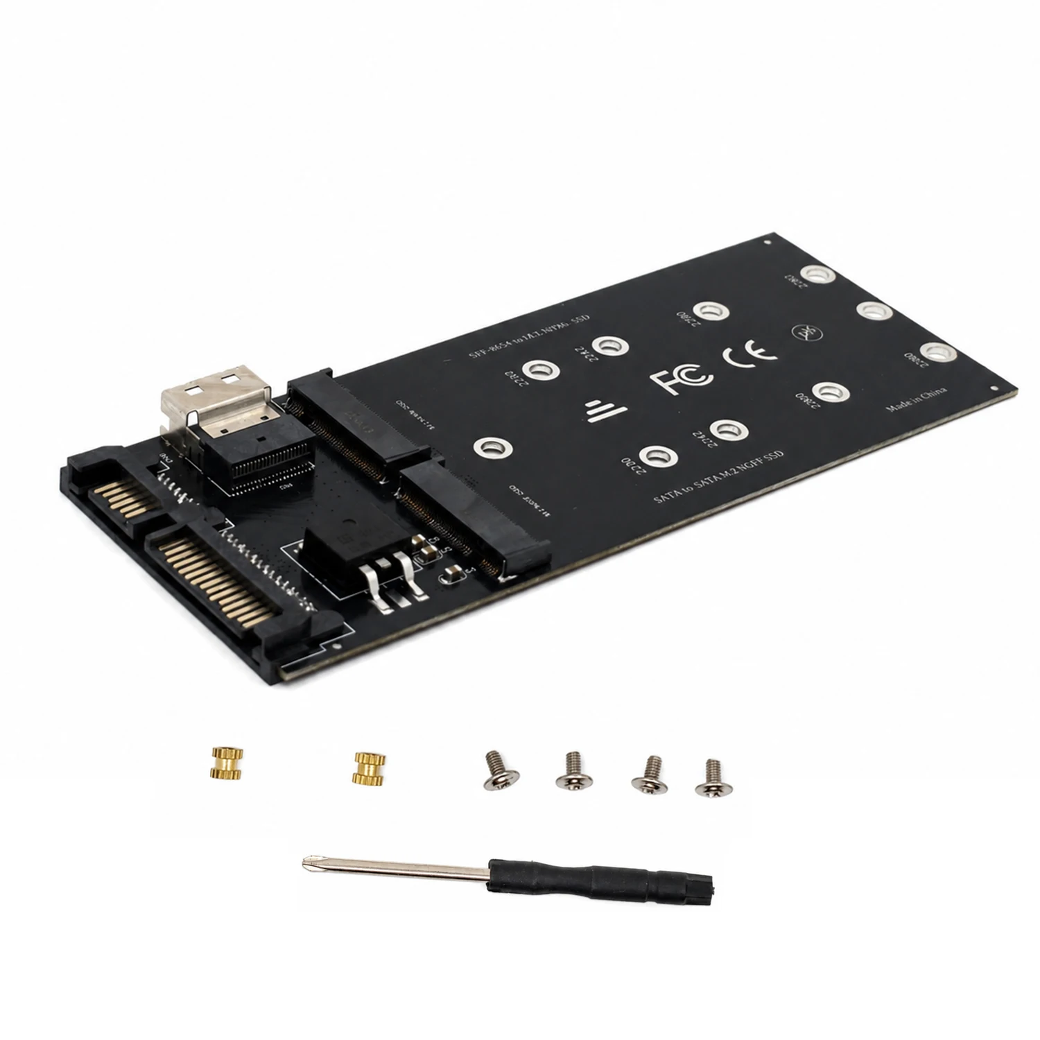 M.2 NVMe zu SFF-8654 4i und M.2 SATA zu SATA Adapterkarte PCIe 3.0 4.0 für Server-Workstation-Speichererweiterung