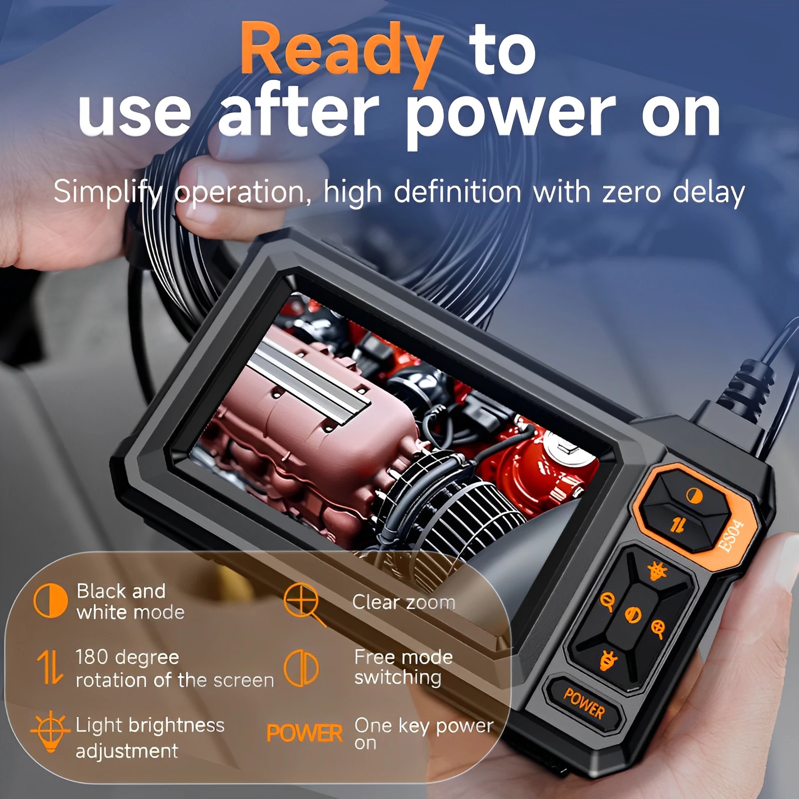 

Industrial Endoscope Camera 8.5mm HD1080P 4.3inch IPS Screen 16.5TF Pipe Inspection Camera for Car Repair IP67 Waterproof 8 LEDS