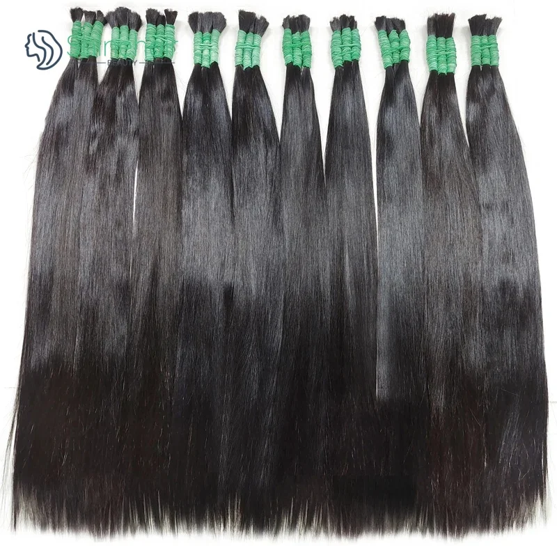 100% Human Hair Extensions Raw Hair Bulk Straight Natural Black Hair for Braiding Heat Resistant Brazilian Remy Hair 12A 100g