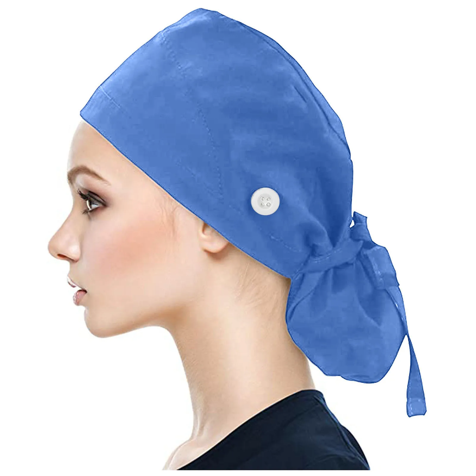 1 pièces casquette de travail avec bouton cheveux longs réglable chapeau de travail élastique pour queue de cheval cravate arrière chapeaux pour femmes et hommes unisexe gommage casquette