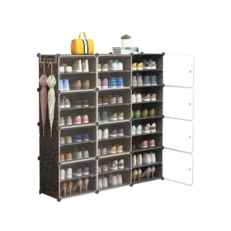 24 Pair Shoes Accepted Inter Locking Cube Shoe Storage Cabinet Plastic Shoes Organizer Unit