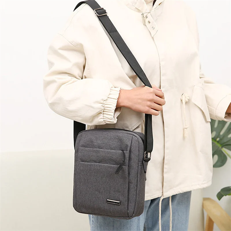 Men Oxford Cloth Shoulder Bag Messenger Bag Casual  Zipper Pocket Handbag Fashion Tote Travel Male Crossbody Bags