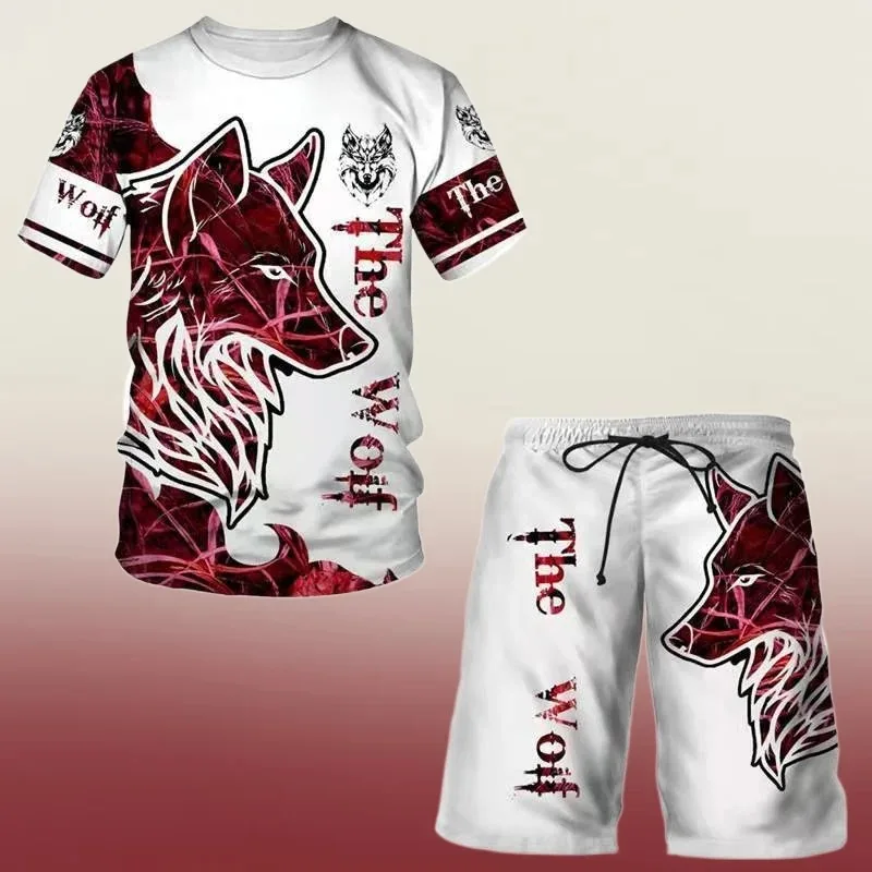 2025 New Summer Short Sleeved Round Neck 3D Printed Cool T-shirt and Shorts Set Top for Men's and Women's Casual Sportswear