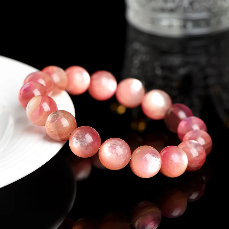 

Natural Pink Lepidolite Kunzite Bracelet Bangle Clear Round Beads 10mm 12mm 14mm Brazil Women Men AAAAAAA