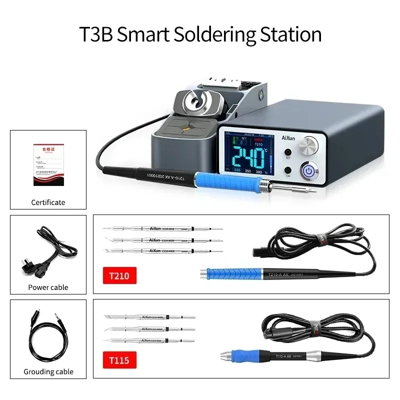 AIXUN T3A T3B Smart Soldering Station Welding T115/T210/T245/T12 Rework Station T3AS T3BS For PCB SMD BGA Repair Welding Tools