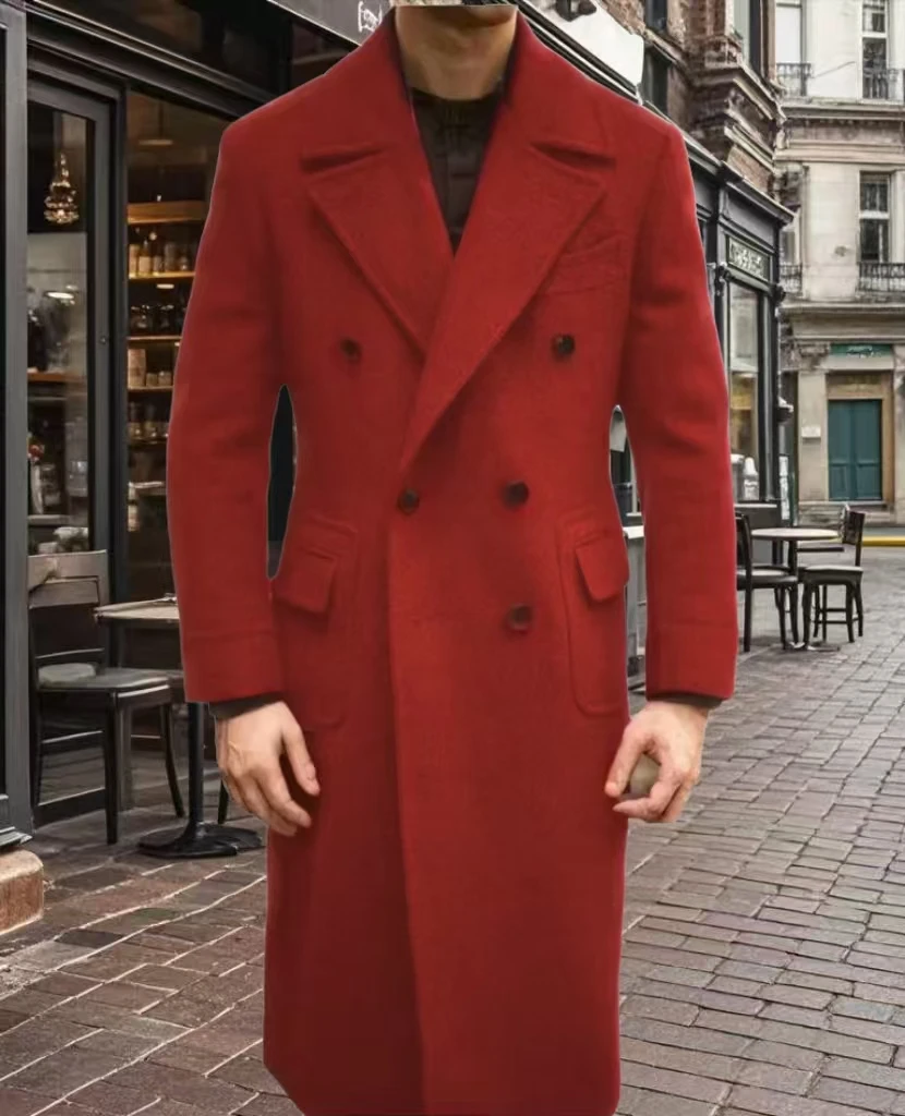 Formal Winter Brown Men Blazer Suits  Double Breasted Winter Warm Overcoat Customized  Business Winter Wear Warm Jacket