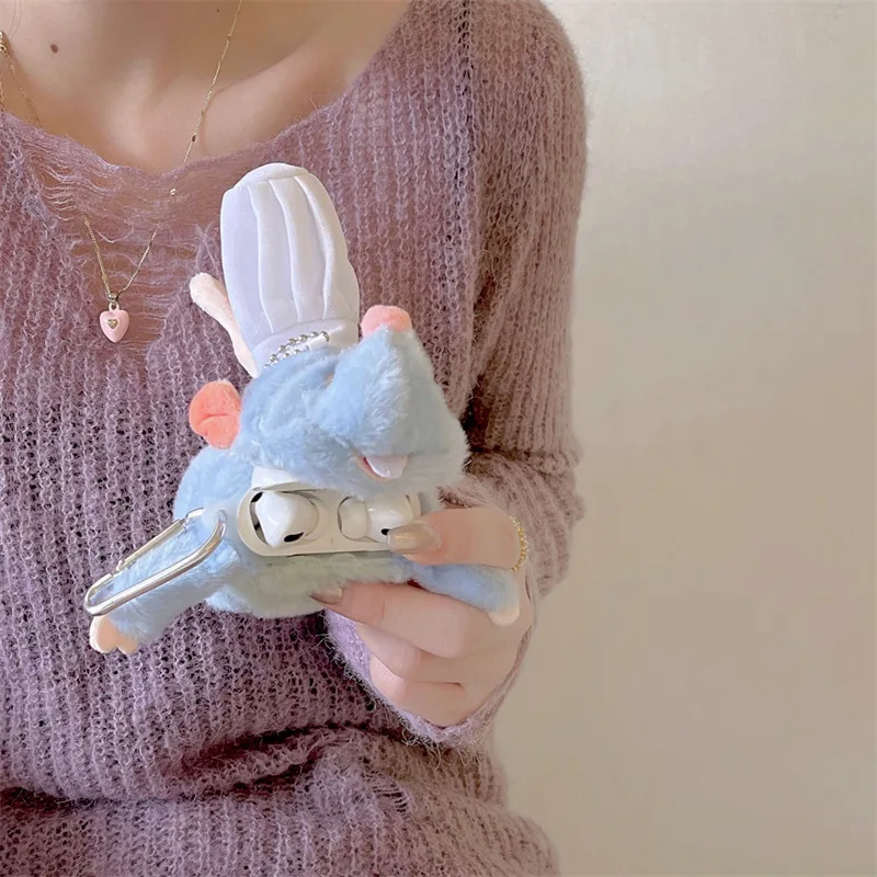 ل AirPods Pro 2nd حافظة لطيف أفخم راتاتوي ريمي غطاء ل AirPods 4 3 2 1 فتاة المفاتيح سماعة شحن صندوق قلادة هدية