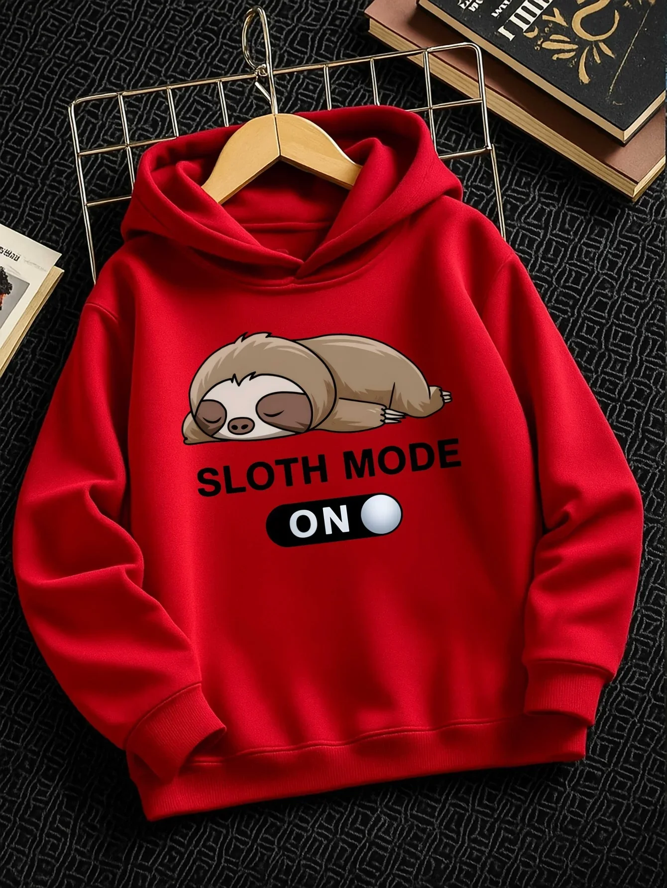 Kids Girls Cute Sleeping Sloth Graphic Hoodie Pink Printed Sloth Mode Sweatshirt School Clothes Birthday Present Autumn Tops