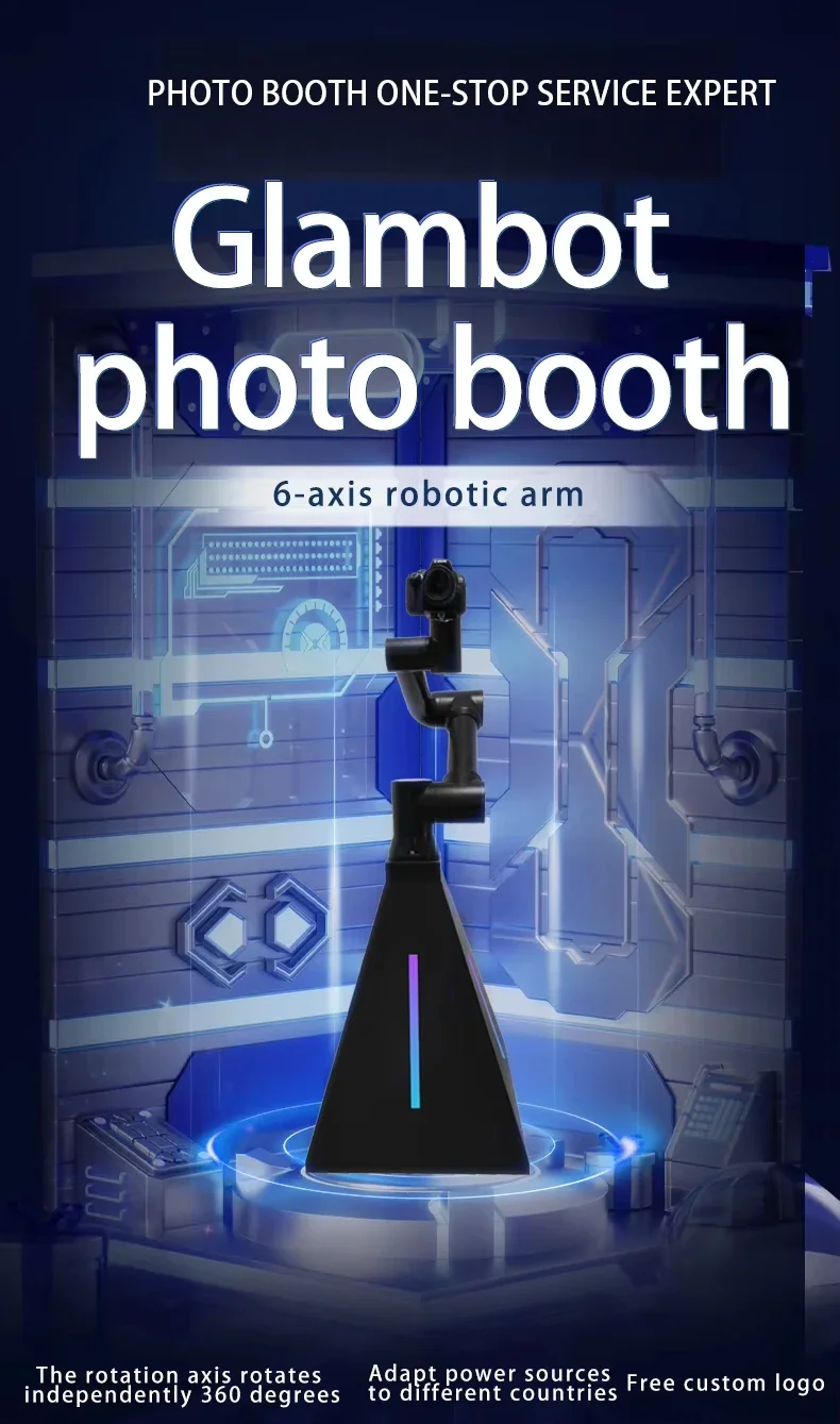 المصور Glambot صور بوث التلقائي آلة الذراع الروبوتية ca ميرا تصوير الفيديو ماجيك روبوت لأحداث الزفاف