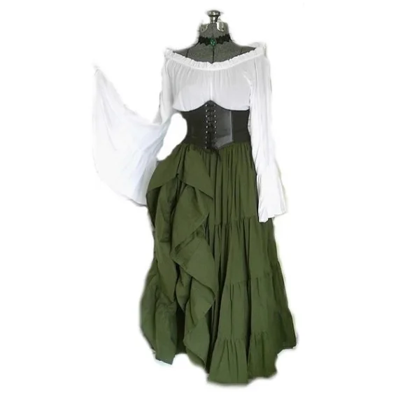 فستان جديد للحفلات بأكمام طويلة لعام 2025 ملابس نسائية من عصر النهضة في القرون الوسطى أوروبية وأمريكية