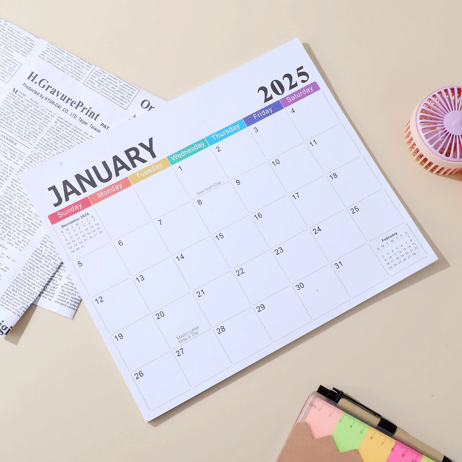 ตู้เย็นแม่เหล็ก 2025-2026 Planner ตัวอักษรขนาดใหญ่ Memos รายเดือนแม่เหล็กตู้เย็นปฏิทินออกแบบสมาร์ทตู้เย็นกระดาษ