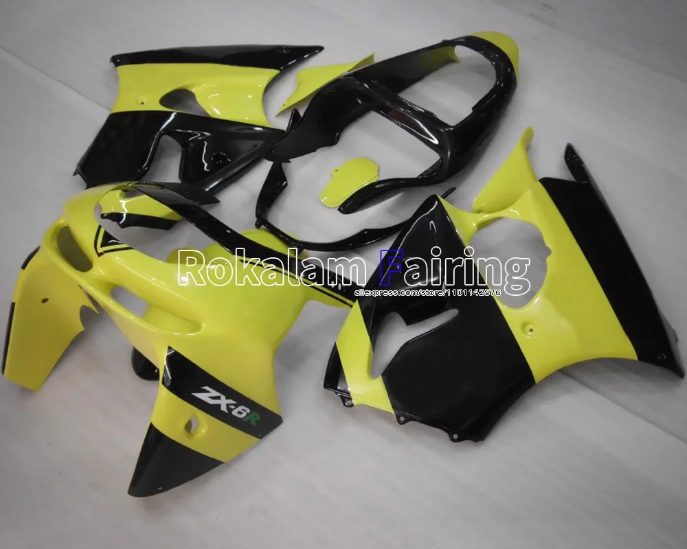 New Arrival Fairing For Kawasaki Yellow Black ZX-6R Ninja ZX6R 98 99 Motorcycle Fittings ZX 6R 636 1998 1999 ZX-636