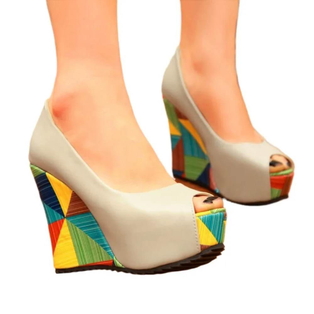 

BLXQPYT Wedges Heels Sandals Women Fashion Peep Toe Party Dress Wedding Shoes Bride Platform Sandals A08