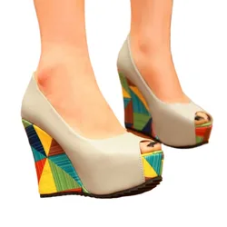 BLXQPYT Wedges Heels Sandals Women Fashion Peep Toe Party Dress Wedding Shoes Bride Platform Sandals A08