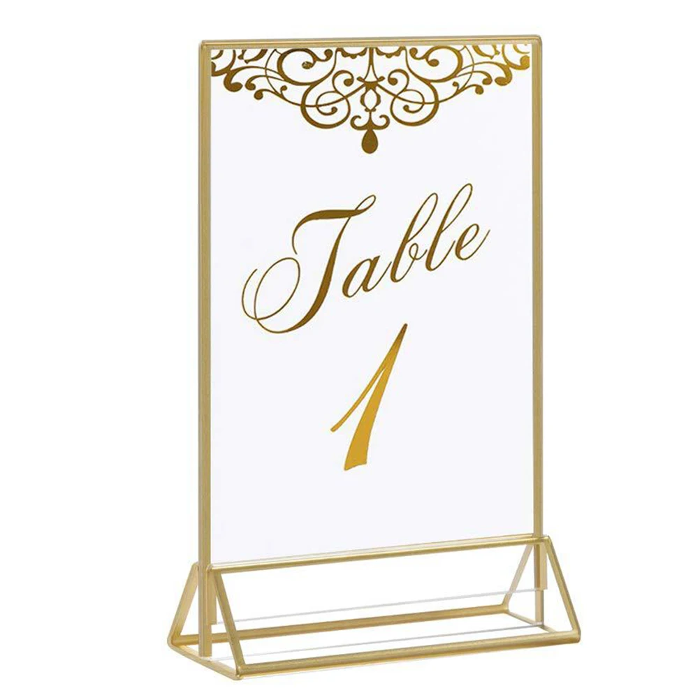 

2Pcs Acrylic Metal Price Tag Holder Lightweight Menu Board Display Stand for Kitchen Restaurant Advertising Table Note Picture