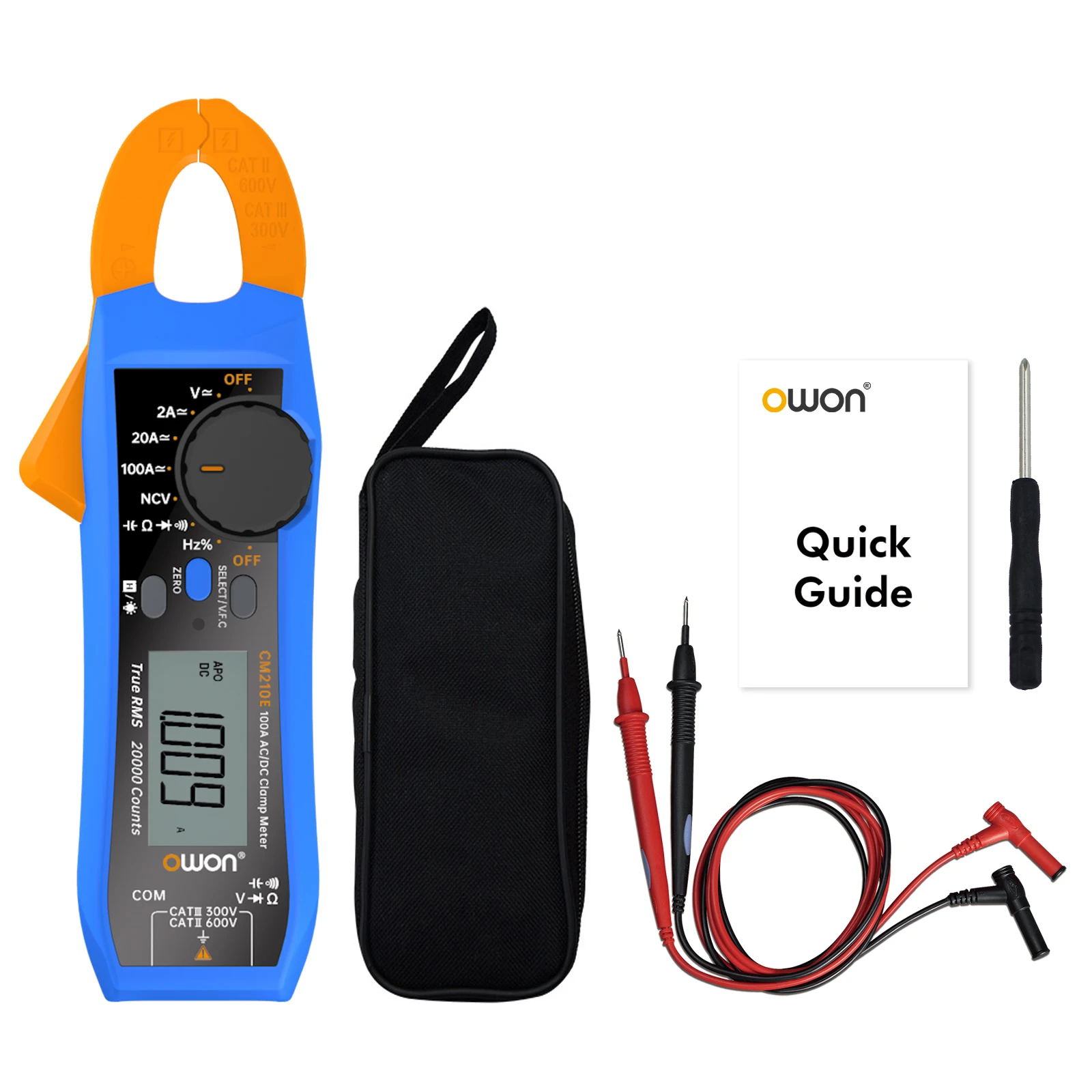 OWON CM210E 20000 Counts Voltmeter Continuity Digital Clamp Meter,600V AC/DC NCV True RMS Mini Multimeter for Measuring Voltage