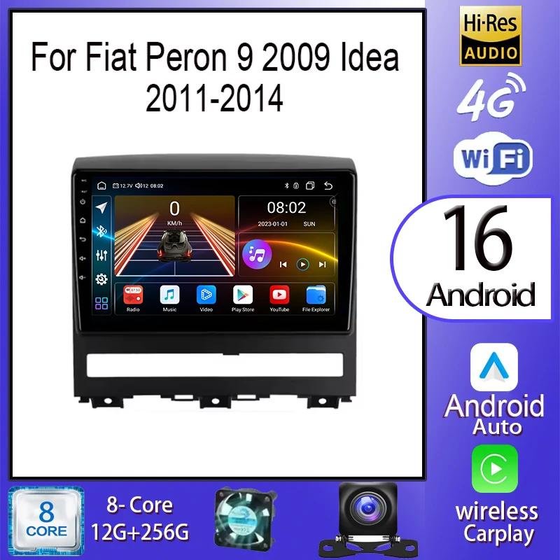Android 16 Carplay Auto For Fiat Peron 9 2009 Idea 2011 - 2014 Car Radio Multimedia Video Player Navigation Stereo GPS 5G WIFI
