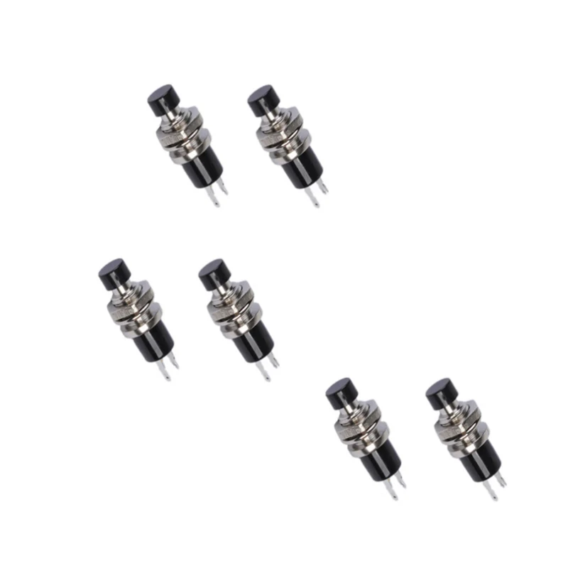 10PCS PBS-110 ON/OFF Push button Black Mini Lockless Momentary Switch