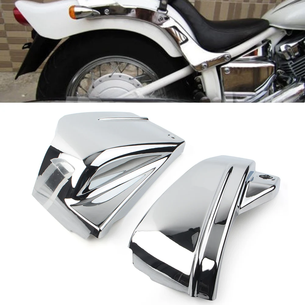 Motorcycle Side Covers Fairing Battery Cover Protector For Yamaha V Star Drag Star 650 XVS650/A Custom Classic 2Pcs Chrome ABS