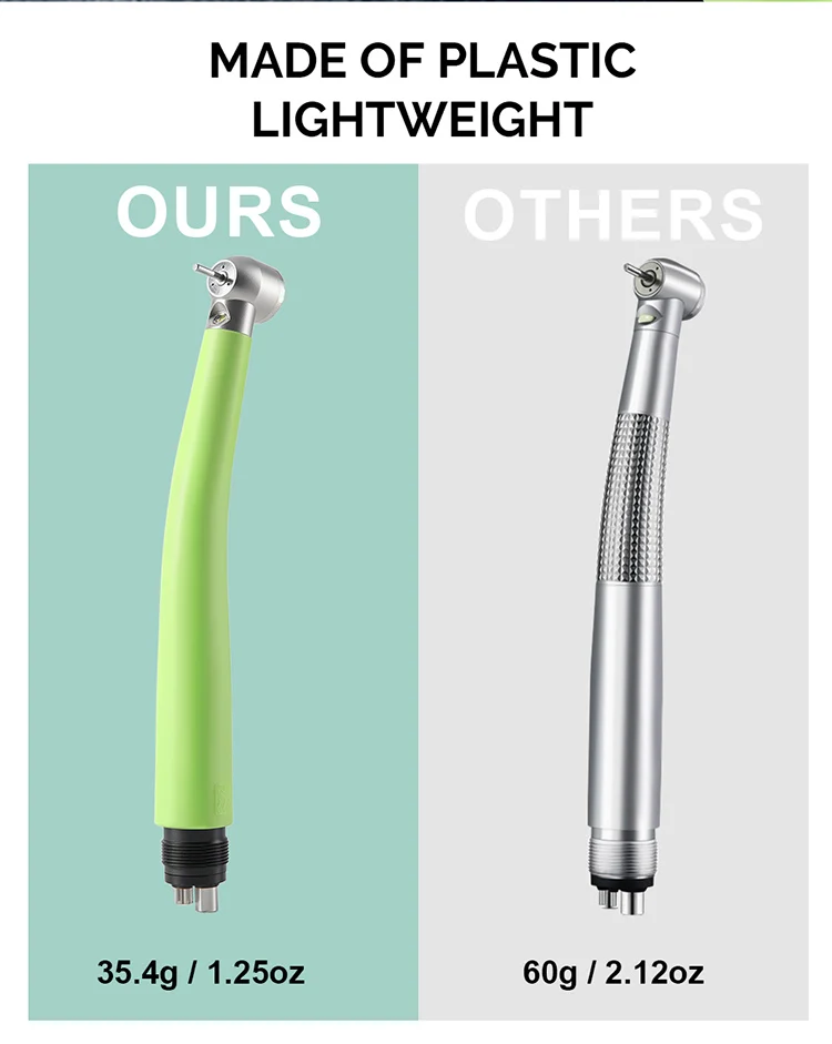 AZDENT 2/4 Löcher Dental High Speed Handstück LED Integrieren E-generator Push Button Rotor Patrone Keramik Lager 3 wasser Spray – Detail 7