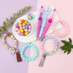 20pcs 15mm 12mm 9mmシリコンビーズdiyキーチェーン丸いビーズのゆるいビーズを作るネックレスブレスレットビーズペン装飾ビーズ 12ベストセールスシリコンチャーム-7