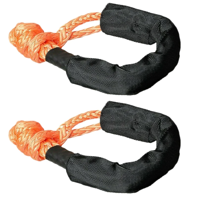 

2X Orange Soft Shackle Rope Synthetic Tow Recovery Strap 38,000LBs WLL Auto Parts Tow Rope Synthetic Fiber