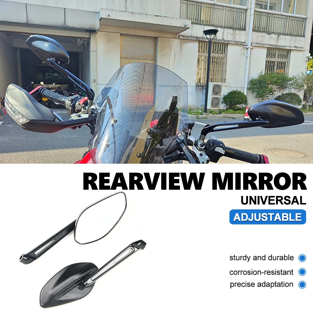 Universal Motorcycle Handlebar Bar Mirrors Clear CNC Aluminum Anti-reflective View Mirrors Balance Slider Motorcycle Rear View