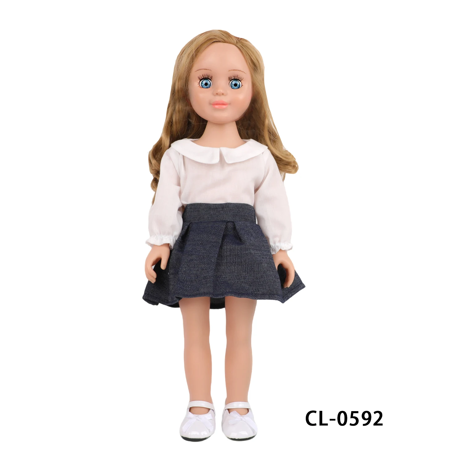 18인치 미국 인형 옷 흰색 셔츠 + 데님 스커트 의류 세트 43cm 아기 신생아 & OG 소녀 인형 액세서리