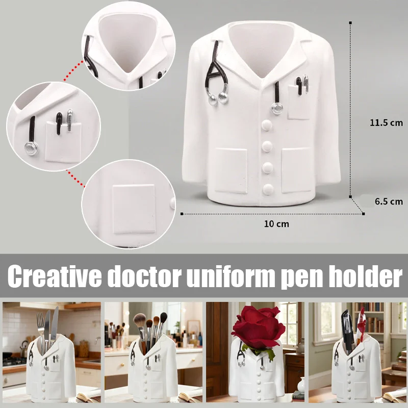 

Европейский стиль, креативный белый держатель для ручек в форме пальто, поделки из смолы, офисный рабочий стол, украшения для прихожей, хранение на тему врача