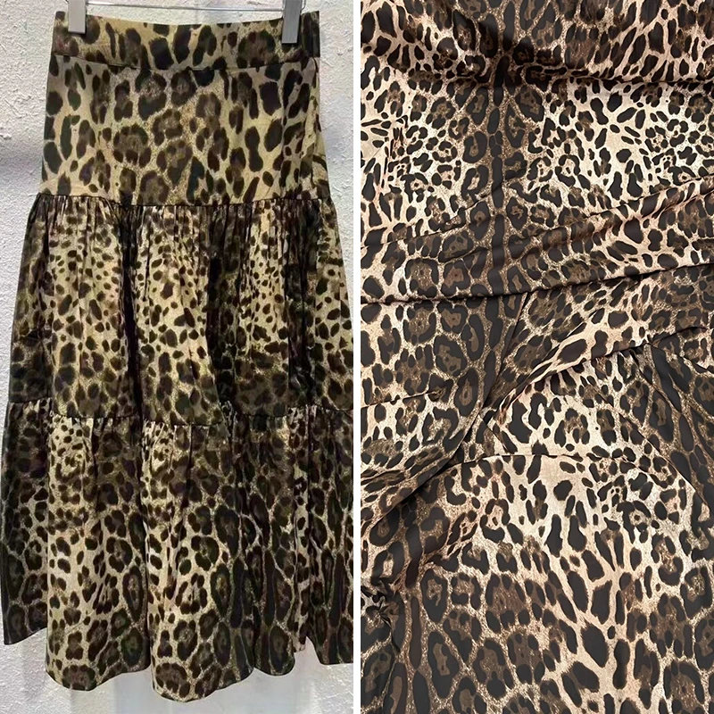 

Leopard Print Pure Cotton Fabric Spring and Summer European and American Fashion Show Women's Dress Poplin Fabric for Clothes