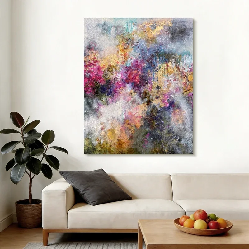 Hand-painted oil painting, wabi-sabi wind living room texture decoration, entrance handmade art painting