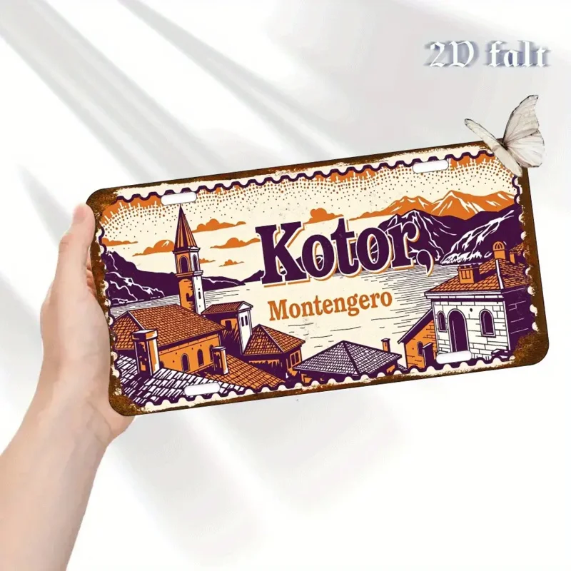 لافتة فنية جدارية معدنية مسطحة من الألومنيوم بتصميم كلاسيكي ثنائي الأبعاد - طباعة عالية الدقة لمنظر طبيعي كوتور مونتيني، ديكور متين على الطراز الصناعي للمكتب المنزلي #4