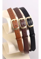 New Cowskin Leather Belt for Women Gold Pin Buckle Jeans Black Belt Luxury Vintage Female Skinny Waistband - Image 2