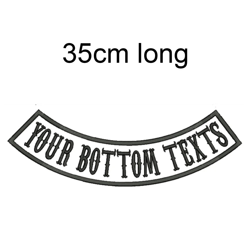 1pc Custom Bottom Rocker Embroidery Patch 35cm Long Iron On Sew On/Motorcycle/Full Back/Tell Us What Texts Need