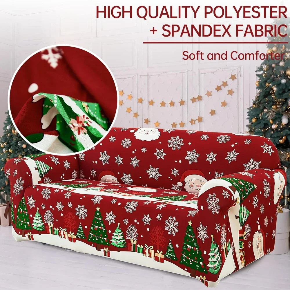 Christmas Printed 1/2/3/4 Seat Sofa Cover Stretch Fabric Couch Cover for Living Room Sectional Slipcovers Natal Kerst Noël 소파커버