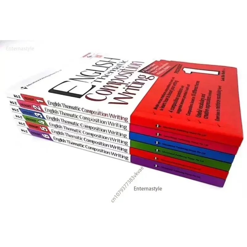 6 قطع/مجموعة من كتب الكتابة ذات التركيب المواضيعي باللغة الإنجليزية، كتب مدرسية للرياضيات في المدارس الابتدائية في سنغافورة