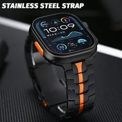 Stainless Steel Strap for Apple Watch Band Ultra 2/1 49mm 45mm 44mm 41mm 38mm Men's Style Bracelet for IWatch 10 9 SE 8 7 6 5 4
