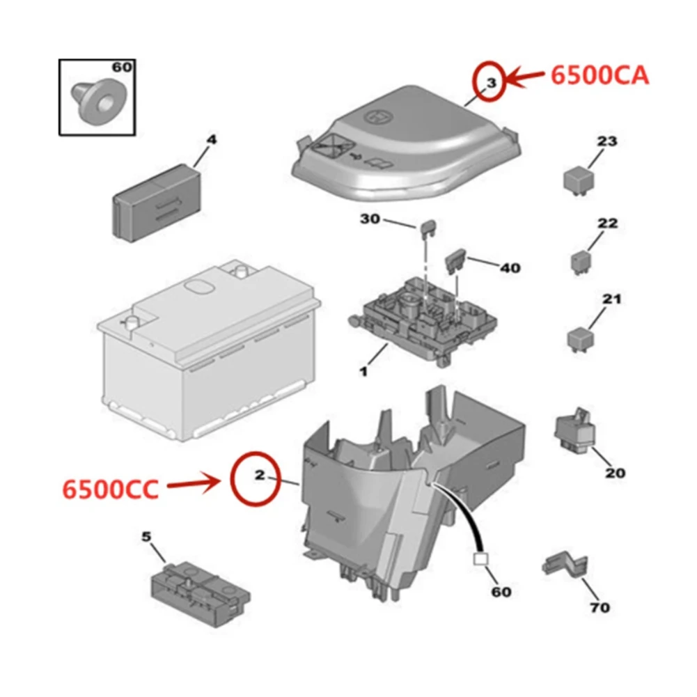 For 307CC SW 308CC SW 408 3008 RCZ C4Picasso DS5 Fuse Servo Box Cover and Bracket 6500CA 6500CC