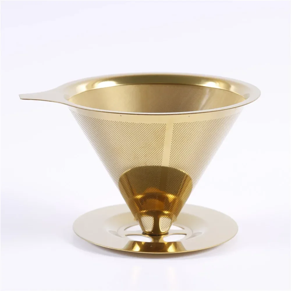 Gold color reusable coffee filter drip strainer Coffee Dripper Stainless Steel Metal gold Mesh Strainer Cone Coffee Filter