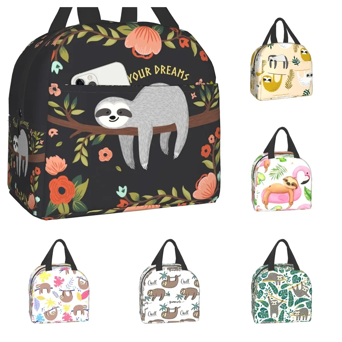 

Sloth Lunch Bag Follow Your Dreams Sloth Insulated Lunch Box for Women Reusable Cooler Teto Bags for Work School Picnic