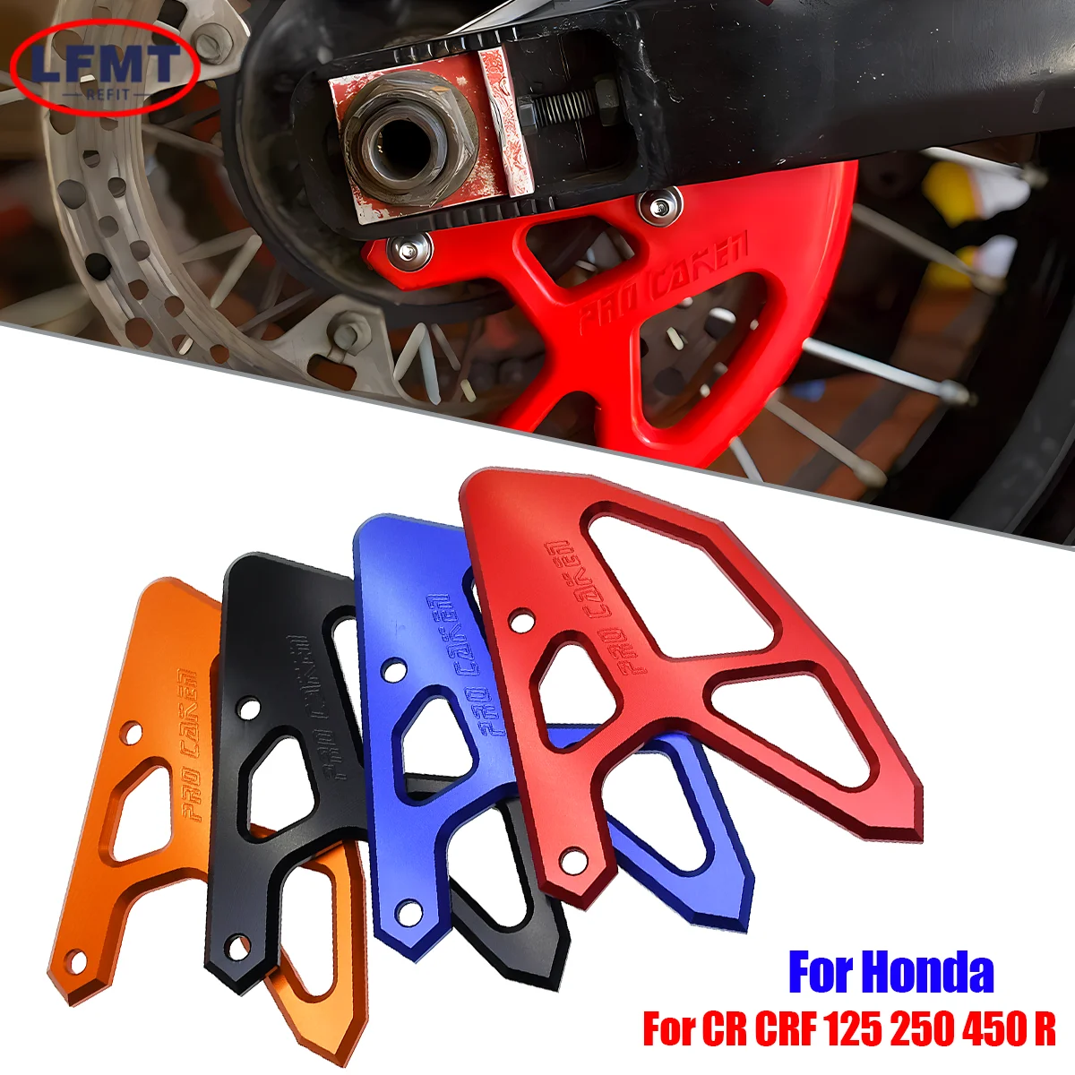 Für Honda Motorrad CRF250X CRF450X CRF250RX CRF450RX CRF250R CRF450 CR125R CR250R Zuverlässiger, langlebiger CNC-Bremsscheibenschutz hinten