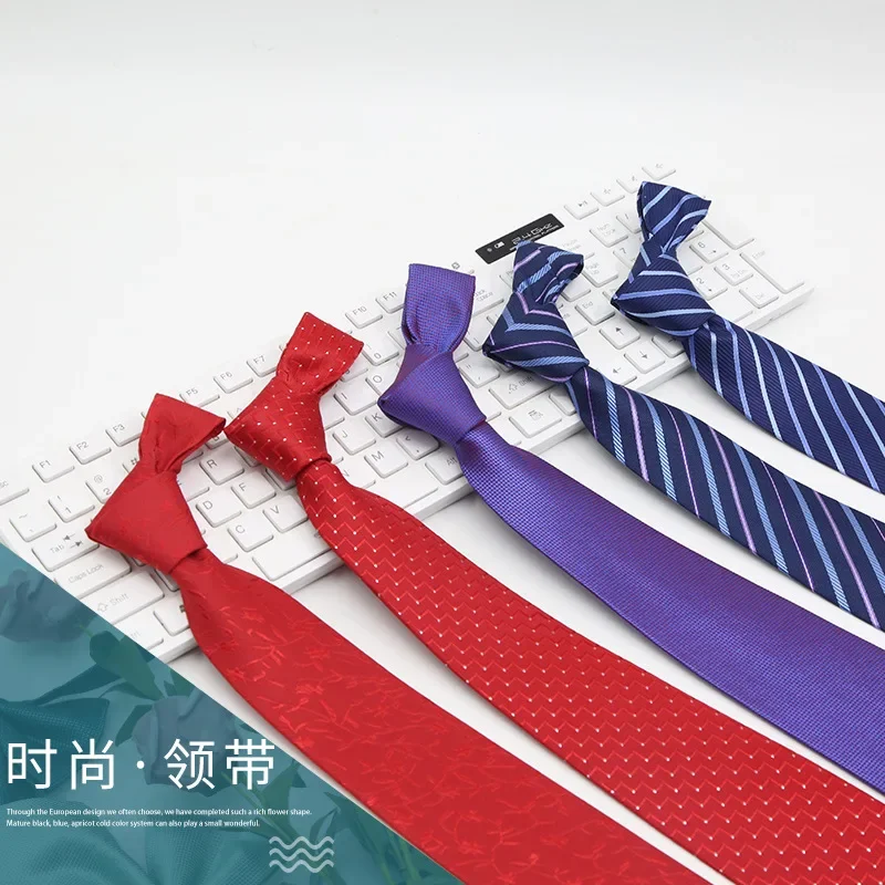 156*8 سنتيمتر رجال الأعمال رابطة عنق حريرية زفاف العريس أسود أحمر أزرق مخطط ربطة العنق للمكتب الرسمي #2
